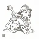 dalmatian firefighter helmet and hydrant   tattoo design idea