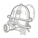 dalmatian firefighter helmet and hydrant   tattoo design idea
