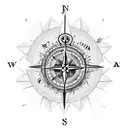 A compass with the coordinates of Canada and Brazil, representing the journey of love in a long-distance relationship tattoo design idea