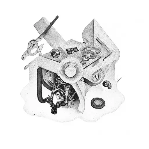 A tattoo of the number 220 composed of various objects related to the client's occupation tattoo design idea