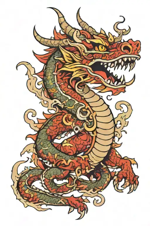 barong dragon broken tattoo design idea