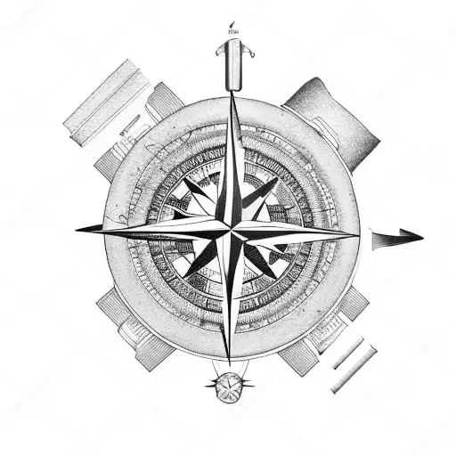 A compass intertwined with cooking utensils, symbolizing the love for travel and culinary exploration tattoo design idea
