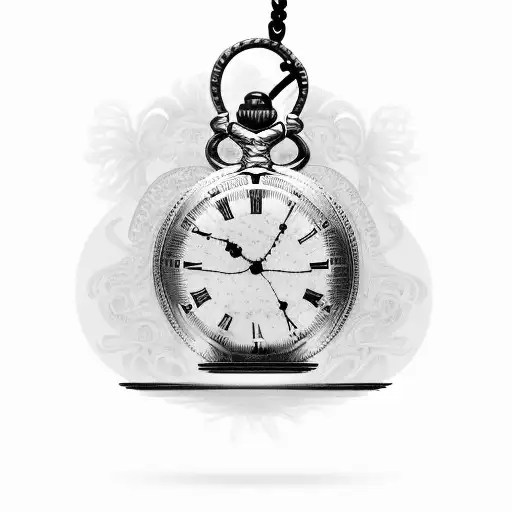 pocket watch fading away tattoo design idea