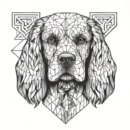American cocker spaniel dog head geometry patterns tattoo design idea