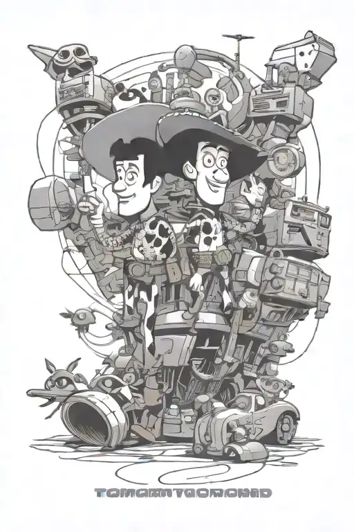 Tomorrowland life mainstage 2024 outlines "toy story" tattoo design idea