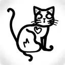 Cute cat outline scratching tattoo design idea