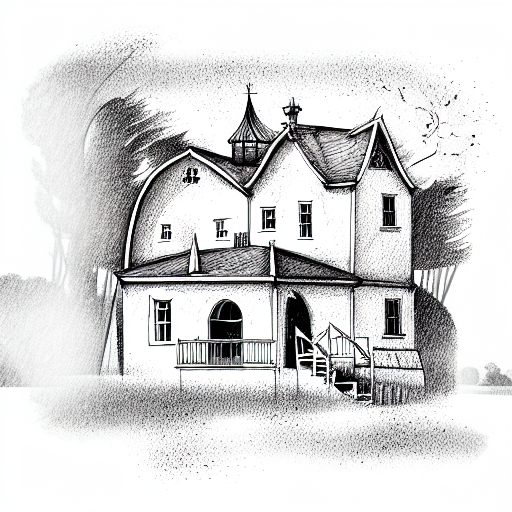 Country farm house tattoo design idea