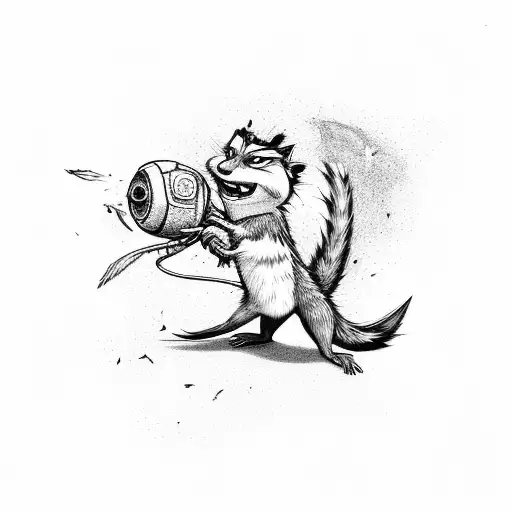 scrat from ice age trying to take and acorn  from rocket off guardians of the galaxy  tattoo design idea