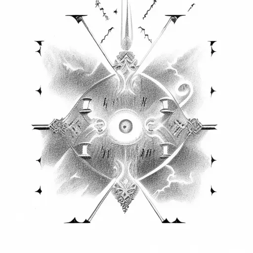 heaven gates with names engraved to stairs tattoo design idea