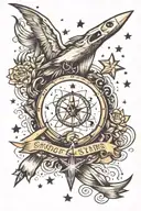 shoot for the stars aim for the moon surrounded tattoo design idea