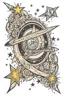 shoot for the stars aim for the moon surrounded tattoo design idea