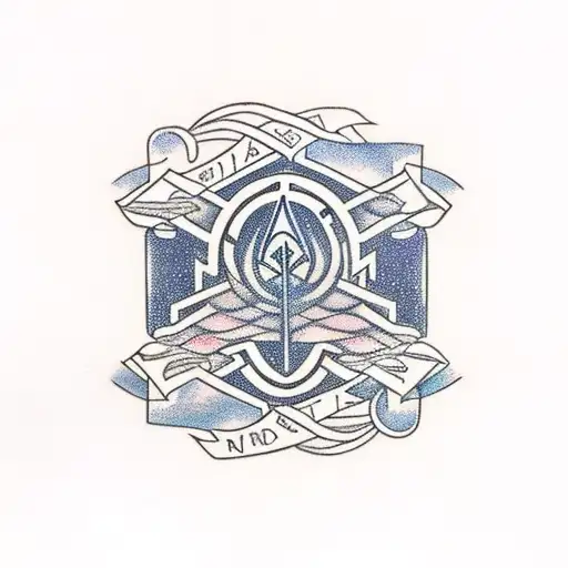 nordic lettering saying "Forth Eorlingas" with a rohan inspired house intwined  tattoo design idea