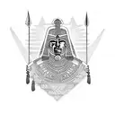 aztec warrior with piramid in the background  tattoo design idea