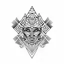 aztec warrior with piramid in the background  tattoo design idea