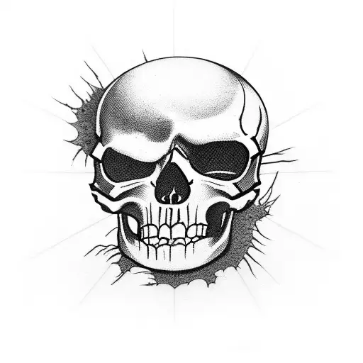 A punk rock skull with billiard cues as crossbones tattoo design idea