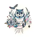Owl and Bear tattoo design idea