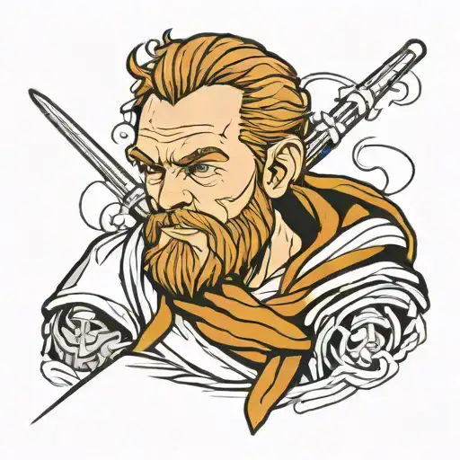 Rubber hose obi wan kenobi tattoo design idea