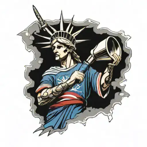Statue of Liberty wearing a New York rangers jersey & holding the Stanley cup trophy  tattoo design idea