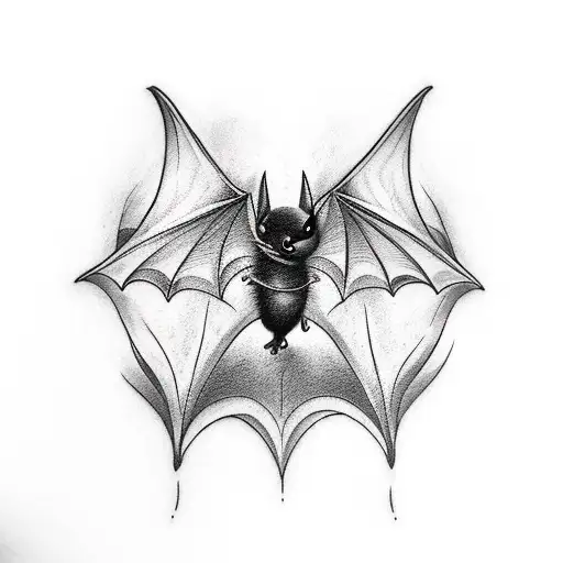 a cute looking bat cuddeling tattoo design idea