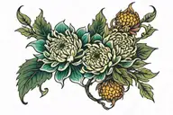chrysanthemum tangled together tattoo design idea