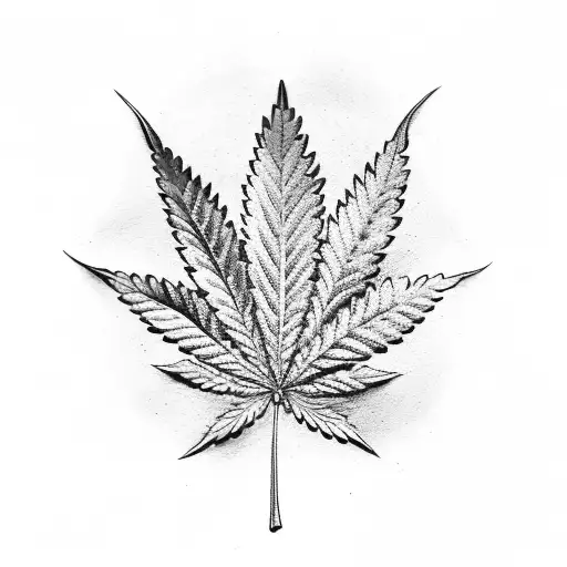 Illustration of a marijuana leaf incorporated with family initials tattoo design idea