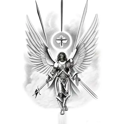 Realism "Archangel Michael, Archangel Gabriel..." Tattoo Idea - BlackInk AI