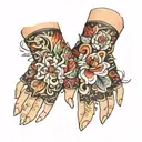 fingerless gloves tattoo design idea