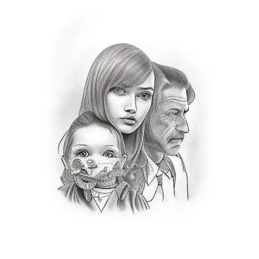 dad and daughter tattoo design idea