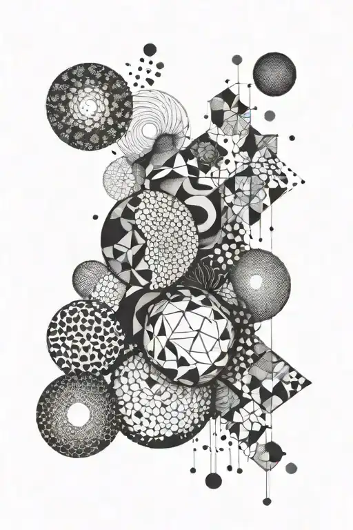 abstract organic and geometric shapes forming tattoo design idea