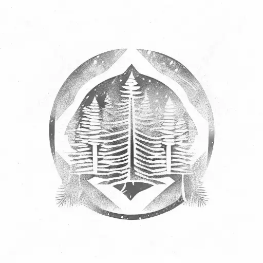 Forest Round Nature Camp tattoo design idea