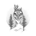 Forest Round Nature Cat tattoo design idea