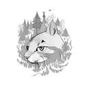 Forest Round Nature Cat tattoo design idea