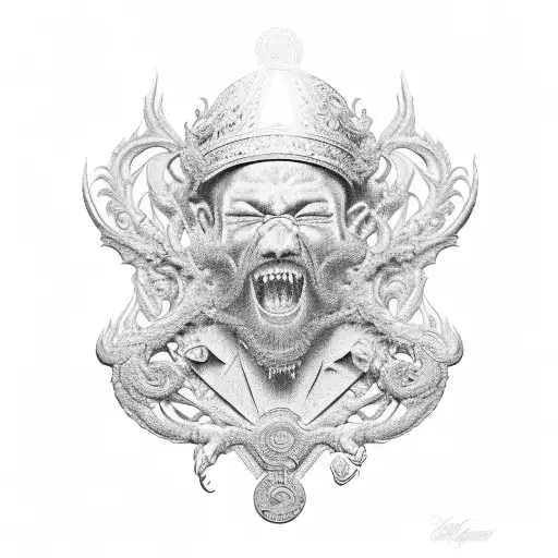 A realistic depiction of the Medalha de São Bento with intricate detailing and shading tattoo design idea
