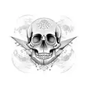 moon skull books tattoo design idea