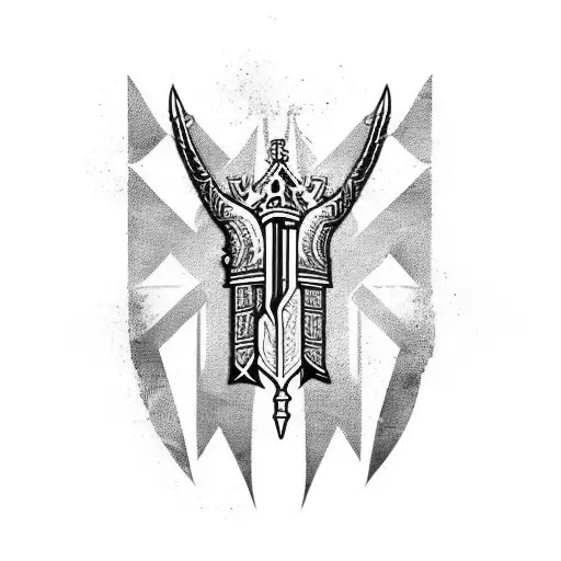 ruined king Sword tattoo design idea