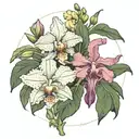Achillea Layla & Cattleya tattoo design idea