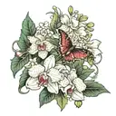 Achillea Layla & Cattleya tattoo design idea