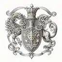 Create a tattoo of a Makk balla family crest with intricate detailing tattoo design idea