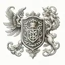 Create a tattoo of a Makk balla family crest with intricate detailing tattoo design idea