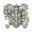 Create a tattoo of a Makk balla family crest with intricate detailing tattoo design idea