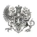 Create a tattoo of a Makk balla family crest with intricate detailing tattoo design idea