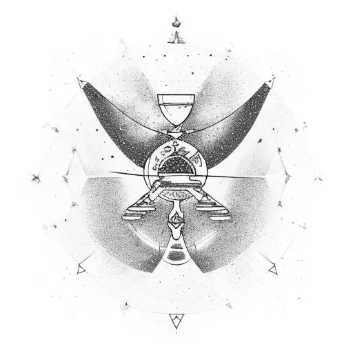 A whiskey bottle and glass surrounded by constellations tattoo design idea