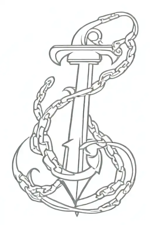 poseidon trident with chain links tattoo design idea
