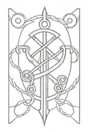 simple trident surrounded with chain links wrapped tattoo design idea