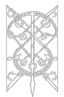 simple trident surrounded with chain links wrapped tattoo design idea