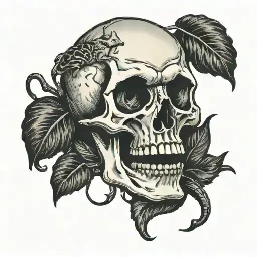 skull with rats coming out of it tattoo design idea