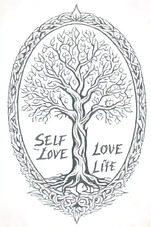 self love tree of life intertwined representing the client's tattoo design idea