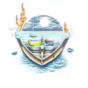 burning boats  tattoo design idea