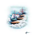 burning boats  tattoo design idea