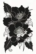 A bouquet of carnations, snowdrops, violets, primrose, rose, honeysuckle, larkspur, water Lilly, Gladiolus, poppy, chrysanthemum, narcissus, holly representing January, February, June, July, August, November and December flowers tattoo design idea